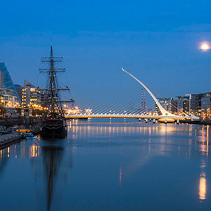 Dublin and the Liffey at night